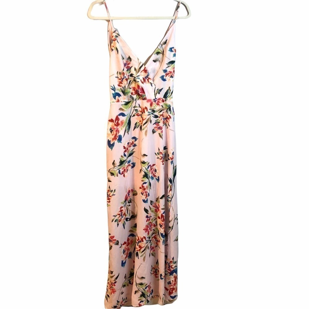 Lush floral draped front side split maxi dress size small - Picture 3 of 11
